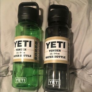 Yeti Green and Black Water Bottles